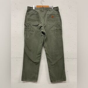 Vintage Carhartt Firm Duck Carpenter Work Pants, 32X33, Green Faded